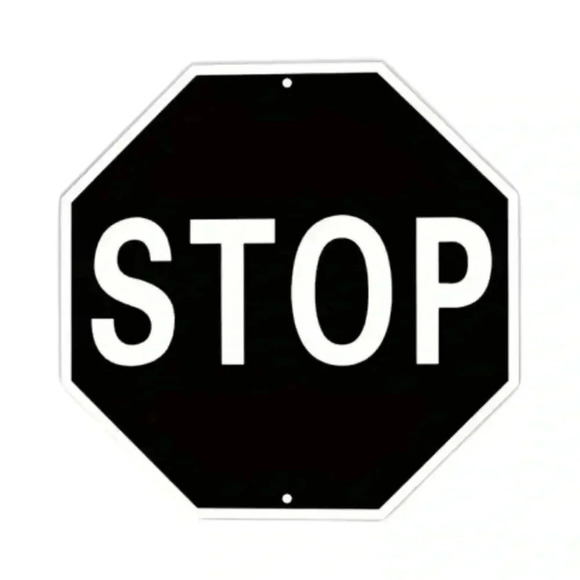 Black & White Metal Stop Sign - Picture 1 of 2